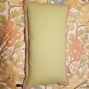 Green linen accent pillow